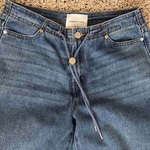 Habitual Women's High Rise Denim Jeans 
Drawstring Wide Leg Jeans by Habitual